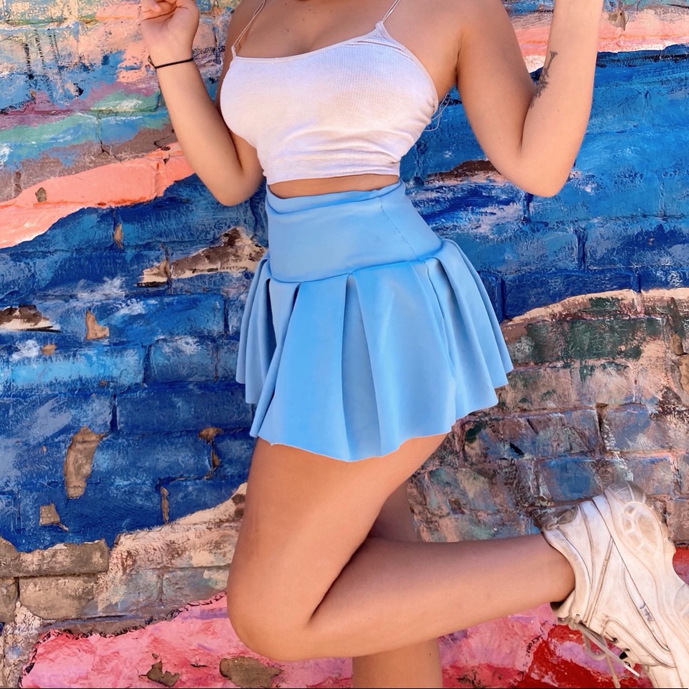 Blue Pleated Skirt